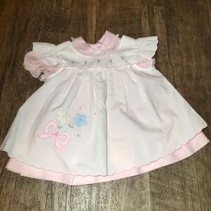 Vintage Baby Togs pink with white floral detail Lace size 6/9 Months